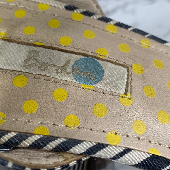 Boden Kristen Blue White Stripe Ankle Strap Heels - Picture 6 of 8